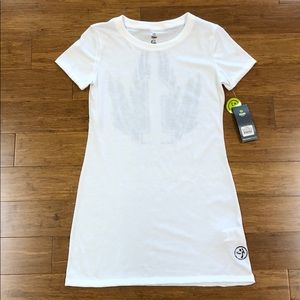 NWT Retired Zumba White One More Dance Bubble Tee